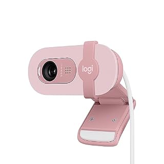 Logitech Brio 100 Full HD 1080P Webcam for Meetings and Streaming, Auto-Light Balance, Built-in Mic, Privacy Shutter, USB-A, for Microsoft Teams, Google Meet, Zoom and More- Rose