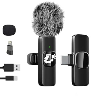 GADGETSWEAR Wireless Lavalier Furry Microphone K8, Plug & Play Bluetooth Collar Mic for YouTube, Vlogging, Video Recording, Portable, Compatible with Android & iPhone